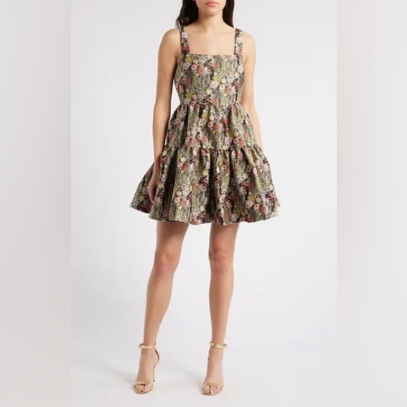 New Chelsea28 Garden Brocade Fit & Flare Minidress - Picture 2 of 7